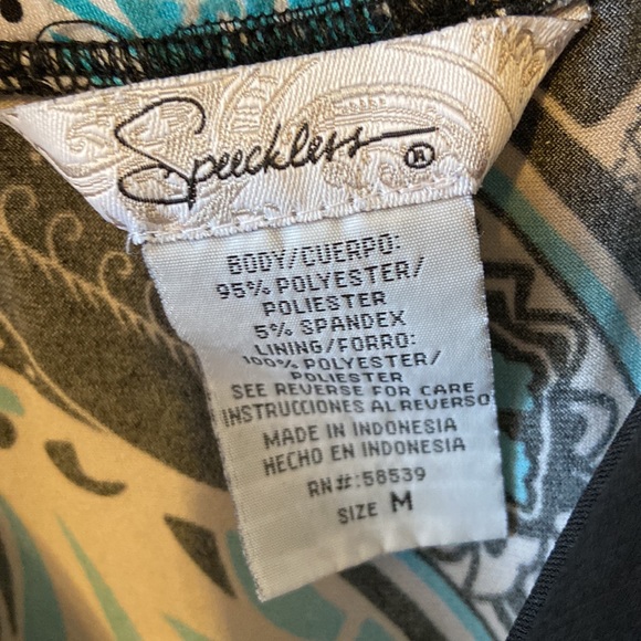 Speechless Paisley Aqua & Black Dress - Picture 3 of 4